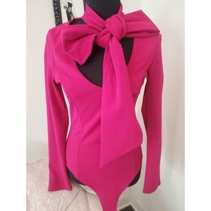 Fashion nova fushia pink bodysuit with bow